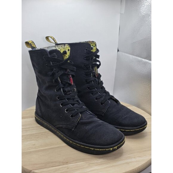 Dr Doc Martens Stratford Canvas Womens Combat Boots Size 8 Canvas black 9-Eye - Picture 5 of 12